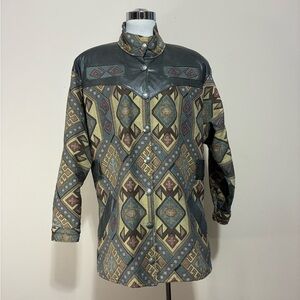 Vintage Tapestry and Leather Patterned Women’s Jacket